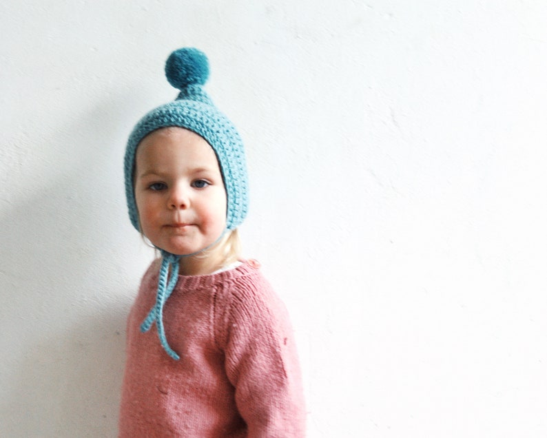 Pure merino wool baby bonnet/merino baby hat/merino pixie hat/merino pixie bonnet/wool kids bonnet/baby pixie hat/Bearloom image 3