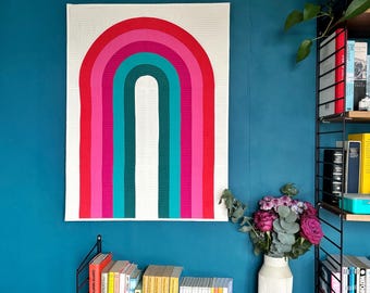 Handmade Retro Rainbow Quilted Wall Hanging (59x78 cm)