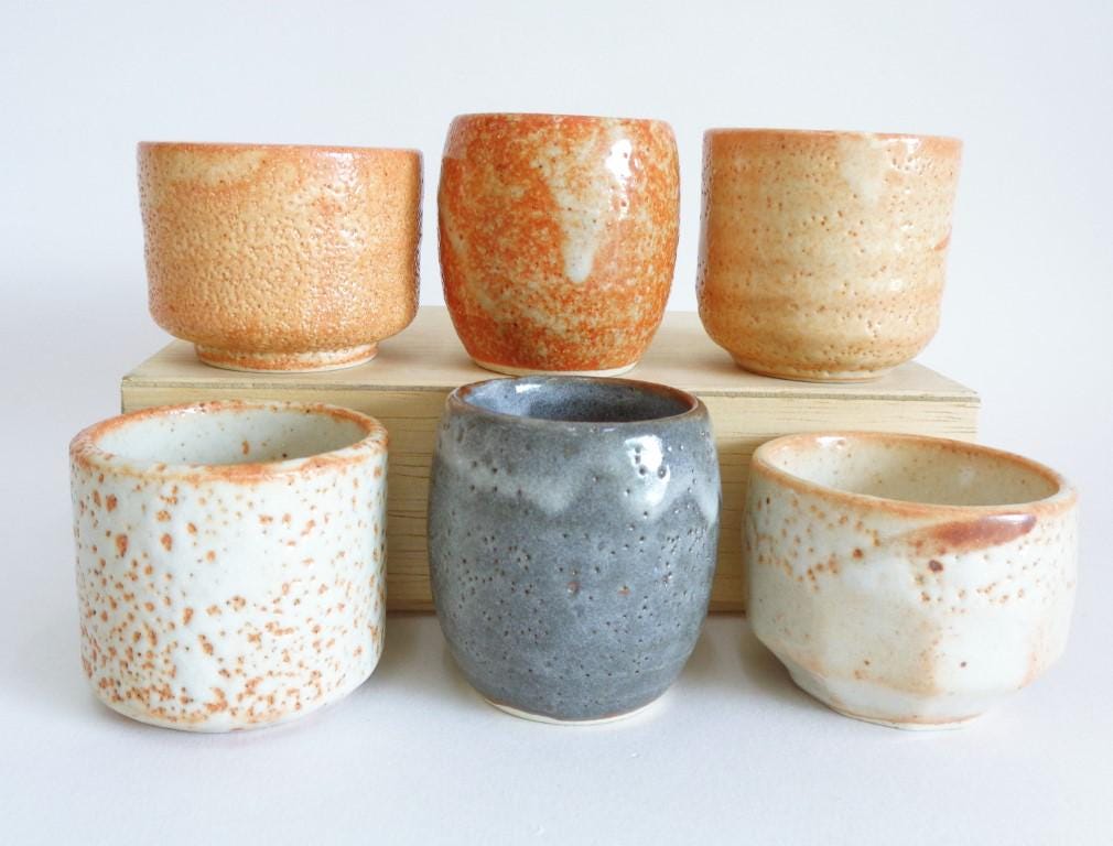 Sake Cup Japanese Shino Pottery Hand Made Vessels , Choose Your