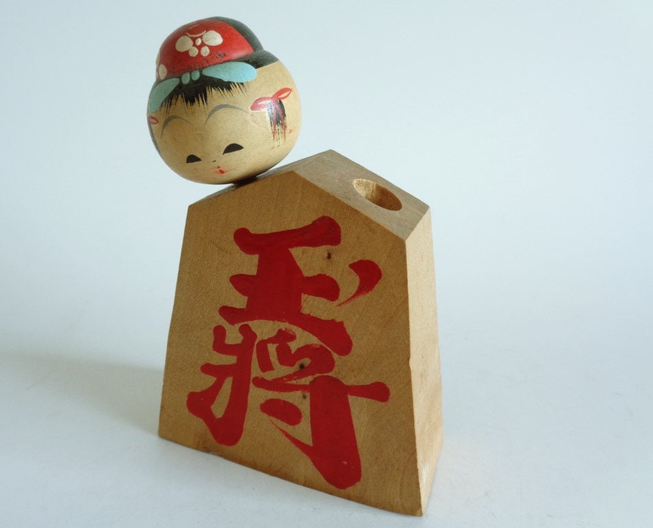 こけし Kokeshi Doll TOOTHPICK Holder,japanese Kokeshi Doll ,vintage