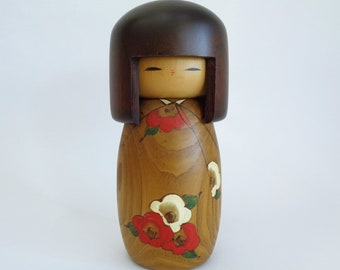 A6556# Usaburo Kokeshi doll, Creative kokeshi, VTG. Japanese Artistic wooden Sosaku kokeshi by Okamoto Usaburo