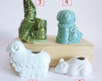 Porta palillos de cerámica Shake, perro (Tosa-inu), rata, carnero, adorno coleccionable japonés vintage, elija #JI2