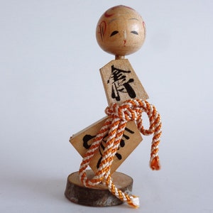 Kokeshi doll,Japanese Kokeshi doll Bubble Head,Vintage &#39;Shogi chess Koma pieces&#39; Kokeshi doll,Hand made,Hand painted #A114