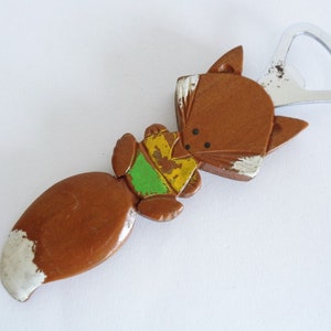 Kitsune Fox Old Japanese wooden Bottle opener #A6428
