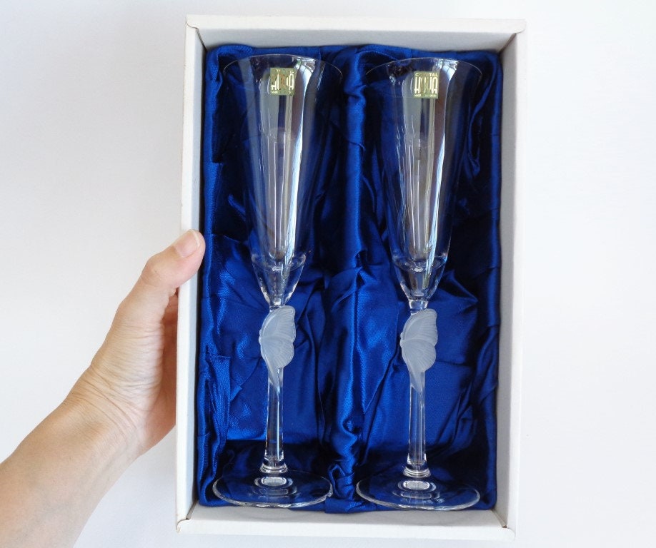 A6564 Japanese Hoya Crystal Wine Champain Glassesvintage Etsy