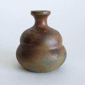 Bizen Miniatur-Flaschenvase, japanische Bizen-yaki Künstlerische Holzkeramik, signiert von Töpfer #A6456