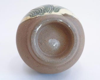 Tsuboya Vase Fish Design Japanese Okinawa Artistic Pottery