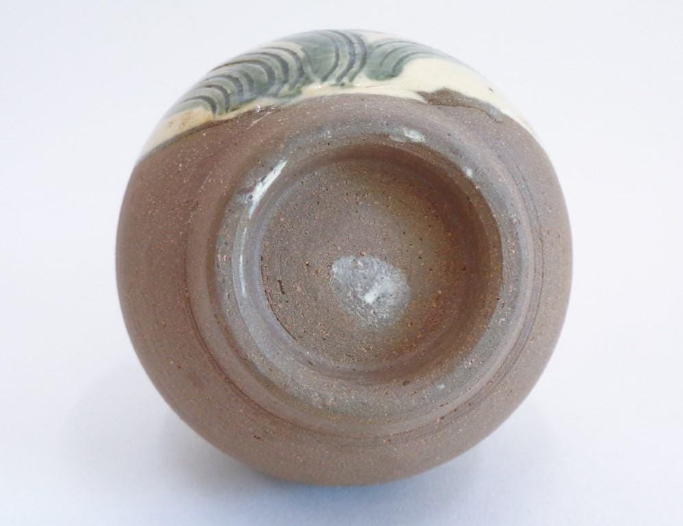 Tsuboya Vase Fish Design Japanese Okinawa Artistic Pottery