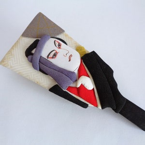 Samurai Ukiyo-e Art Japan New Year&#39;s wooden Paddle Hagoita ,Vtg Japanese Mingei folk craft #A6342