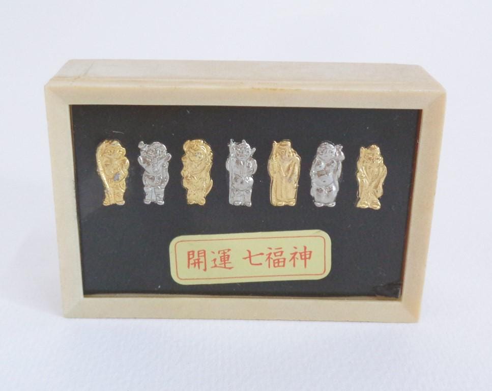 7つの幸運な神々, 骨董品（古美術） Vintage Japanese Seven Lucky Gods Figurines: Hand-decorated Shinto