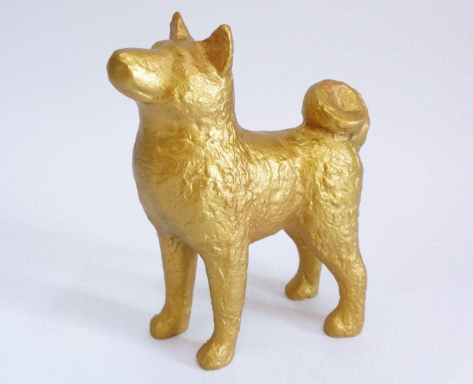 秋田柴犬 鋳鉄製 手作り置物像 日本製 鉄器 重厚な置物 秋田柴犬 鋳鉄製 手作り置物像 日本製 南部鉄器 重厚な置物 #JI4