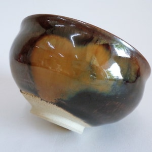 Handcrafted Tenmoku Chawan tea bowl ,Japanese Artistic pottery Iron glazed Matcha tea bowl  ,Mark-Sign on bottom #A4183