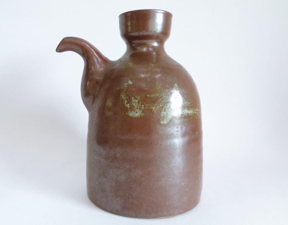 アンティーク丹波徳利、鼻付き徳利、日本製丹波焼、刻印・サイン入り