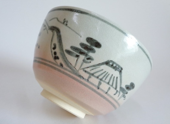 清水焼の手作り茶碗、抹茶茶碗、京都の茶碗、刻印・サイン入り #A3832