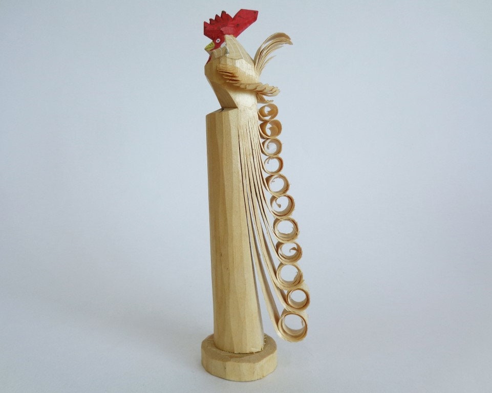 鶏の木彫り置物飾り、日本の笹野彫り手彫り木製像、#6219 - Etsy 日本