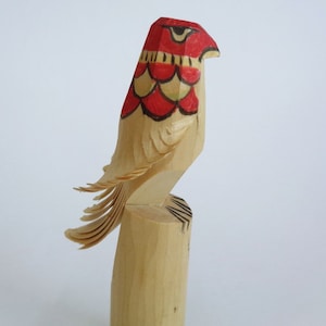 Hawk Eagle wood carved sculpture Japanese Sasano Bori Hand carved Wooden Eagle statuette,Vtg Japanese Mingei folk art, HAS DEFECT #6221