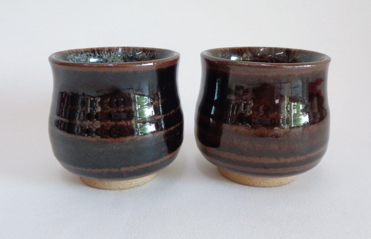A4154handcrafted Yunomi Tea Cups Pair Vintage Japanese Studio Etsy