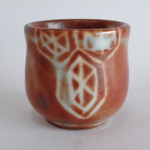 Sake cup ,Nezumi-Shino pottery  Guinomi sake cup, Hand made item #A332