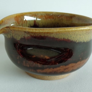 Yuzamashi vessel pot for tea ceremony, Japanese Tenmoku Iron oxide glazed pottery, Hand made water cooler, Mark-sign  on bottom #A343