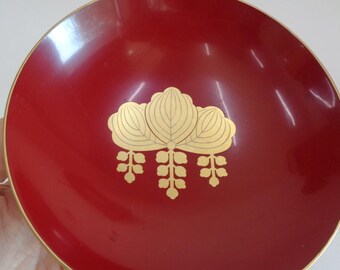 Large Sakazuki Hand Made Wooden Sake Cup With Samurai Crest