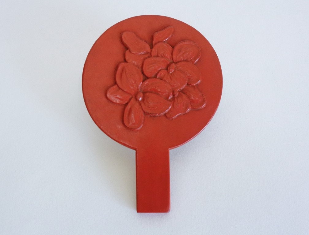 Japanese Hand Mirror, Kamakura Bori Art Craft Hand Carved
