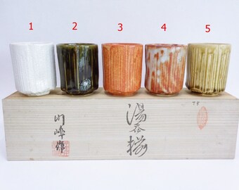 HOT PRICE !  Yunomi tea cup 5 styles of Mino-yaki Japanese Mino ware Handmade Pottery chawan, Choose , Price for ONE Cup No box, 7591