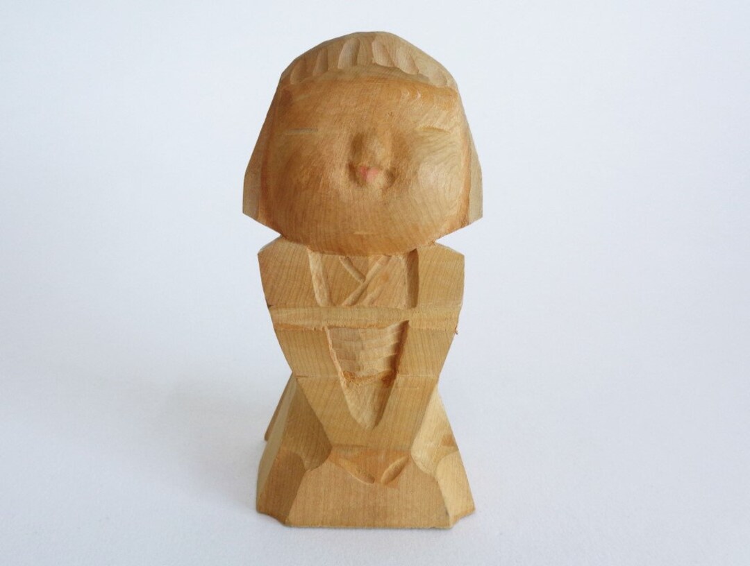 Poupée Ancienne Kagura Dancer En Bois – Nara Ittoubori, Signée, 26cm, Japon