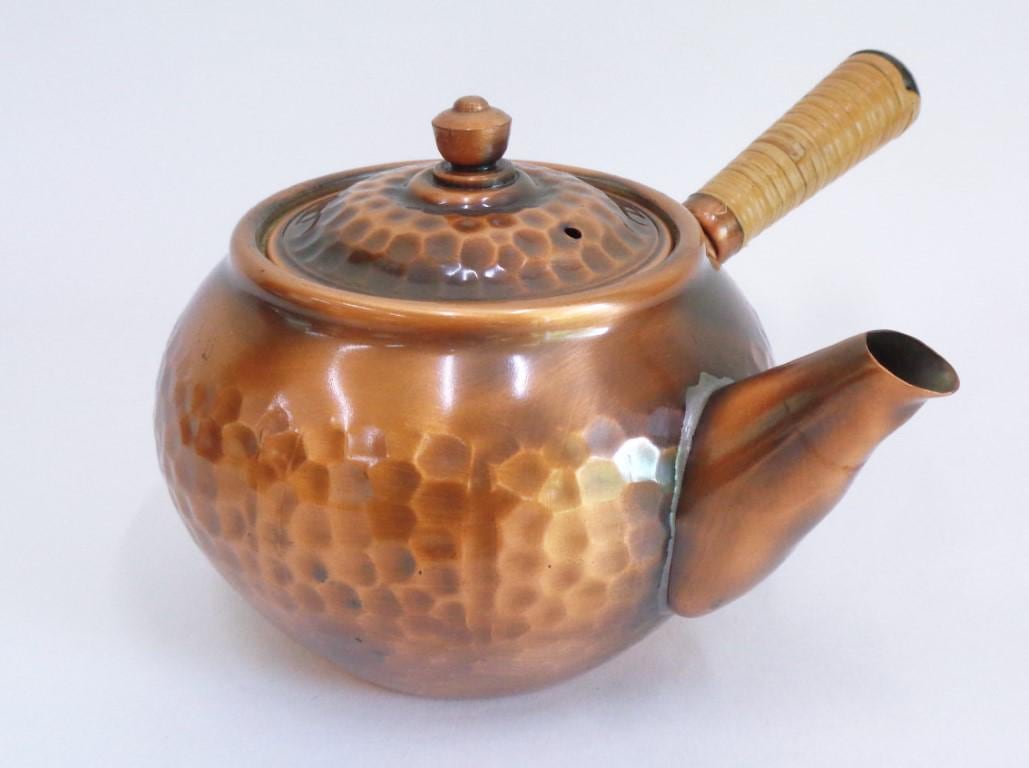 Kyusu Teapot Japanese Hammered Copper Hand Made Yokode No Kyusu