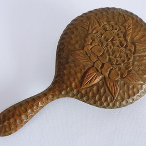 Antique Hand mirror Japanese Lacquered Wood Hand carved Hand mirror #A6615