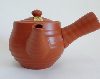 Tetera Kyusu clásica, tetera japonesa de arcilla roja hecha a mano #A4168
