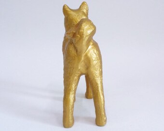 秋田柴犬 鋳鉄製 手作り置物像 日本製 南部鉄器 重厚な置物 #JI4