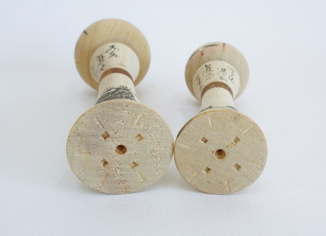 Kokeshi Pair Japanese Wooden Artistic Handmade Dolls #A7627 - Etsy