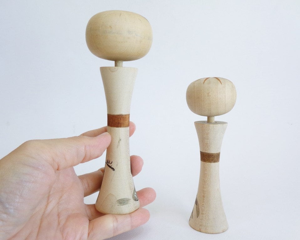 ペア人形 Kokeshi Pair Japanese Wooden Artistic Handmade Dolls #A7627 - Etsy