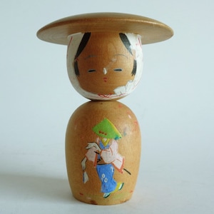 Kokeshi doll, Japanese Kokeshi doll Bubble Head, Vintage Miniature Kokeshi doll,Hand made,Hand painted #A314