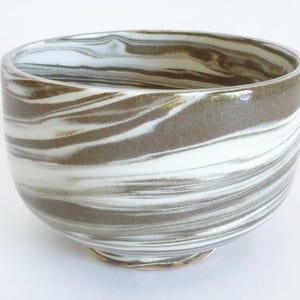 Matcha Chawan Awesome Handcrafted massive chawan 500 ml, Vintage Japanese Nerikomi Hakeme Art pottery Matcha tea bowl, Mark on bottom #JI8
