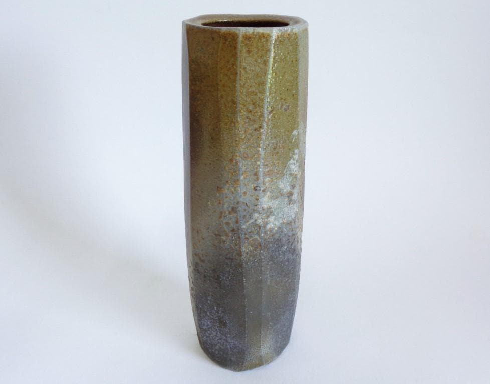 Bizen Hanaire Flower Vase Japanese Ash Glazed Woodfired Artistic