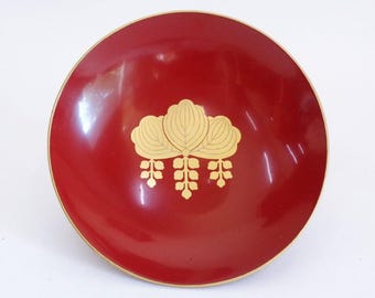 Large Sakazuki Hand Made Wooden Sake Cup With Samurai Crest