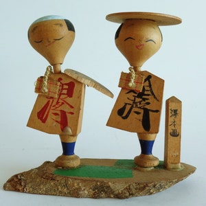 Kokeshi doll,Japanese Kokeshi doll ,Vintage &#39;Shogi chess Koma pieces&#39; Kokeshi doll,Hand made,Hand painted #A270