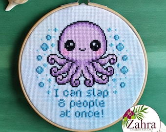Snarky Cross Stitch Pattern - Octopus - Funny Embroidery Design (PDF Download