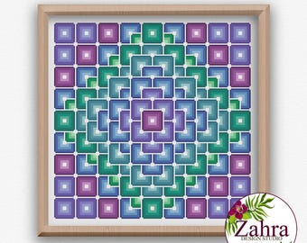 Geometrisch kruissteekpatroon - abstract borduurontwerp (pdf-download)