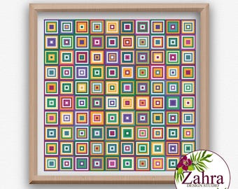 Patrón de punto de cruz geométrico - Diseño de bordado abstracto (Descarga PDF)