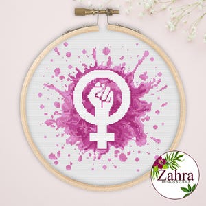 Schema per punto croce femminista - Girl Power - Ricamo sovversivo (Download PDF)