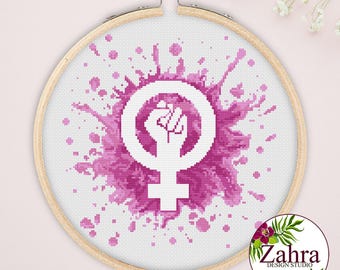 Feminist Cross Stitch Pattern - Girl Power - Subversive Embroidery (PDF Download)