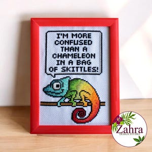 Funny Cross Stitch Pattern: Chameleon  (PDF Download)