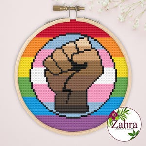 Intersectional Pride Flag Cross Stitch Pattern - LGBTQ Embroidery (PDF Download)