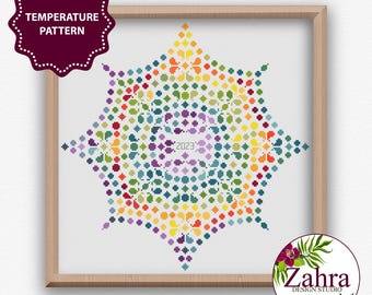 Mandala Temperature Cross Stitch Pattern, PDF Download