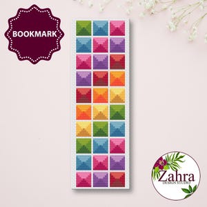 Cross Stitch Pattern, Book Lover Bookmark, Abstract Design, PDF Download