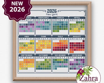 Temperature Tracker Cross Stitch Pattern - 2026 Calendar Embroidery Design (PDF Download)