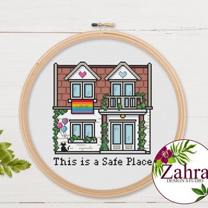 LGBTQ Pride Cross Stitch Pattern: This is a Safe Place (PDF Download)