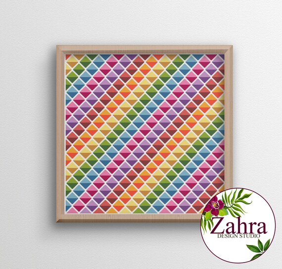 Geometric Cross Stitch Pattern Sampler Cross Stitch. Colorful | Etsy